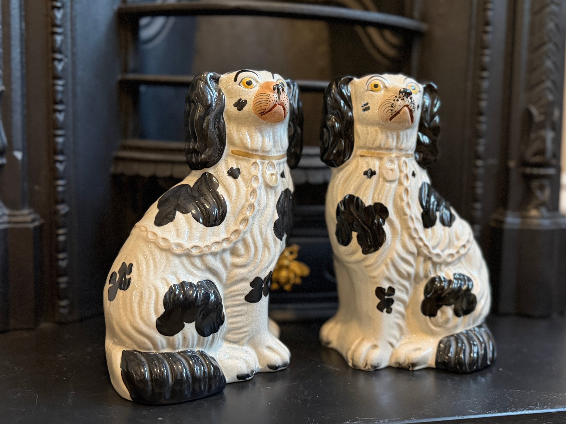 アンティーク、スタッフォードシャードッグ（スパニエル）ペア｜1850年頃