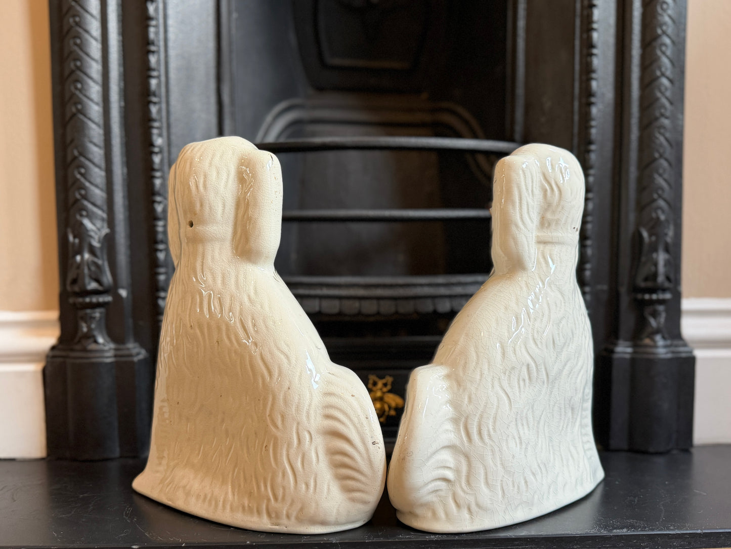 アンティーク、スタッフォードシャードッグ ガラスアイ・スパニエル（ペア）｜1890年頃