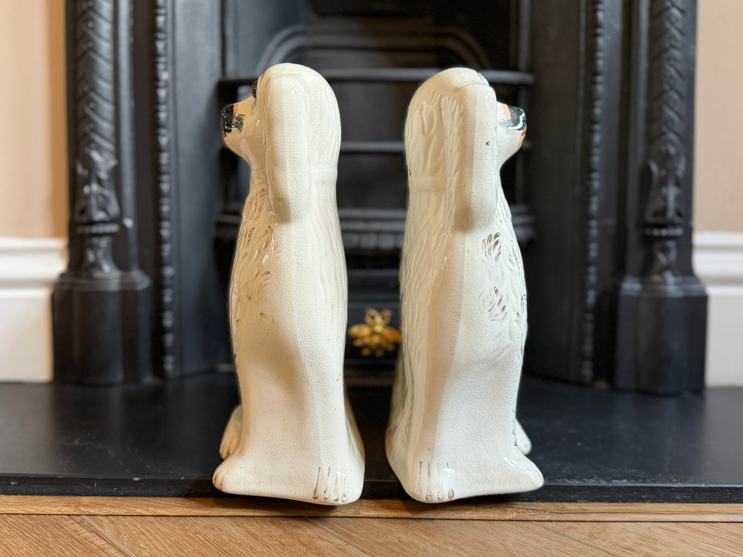 アンティーク、スタッフォードシャードッグ ガラスアイ・スパニエル（ペア）｜1890年頃