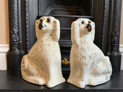 アンティーク、スタッフォードシャードッグ ガラスアイ・スパニエル（ペア）｜1890年頃