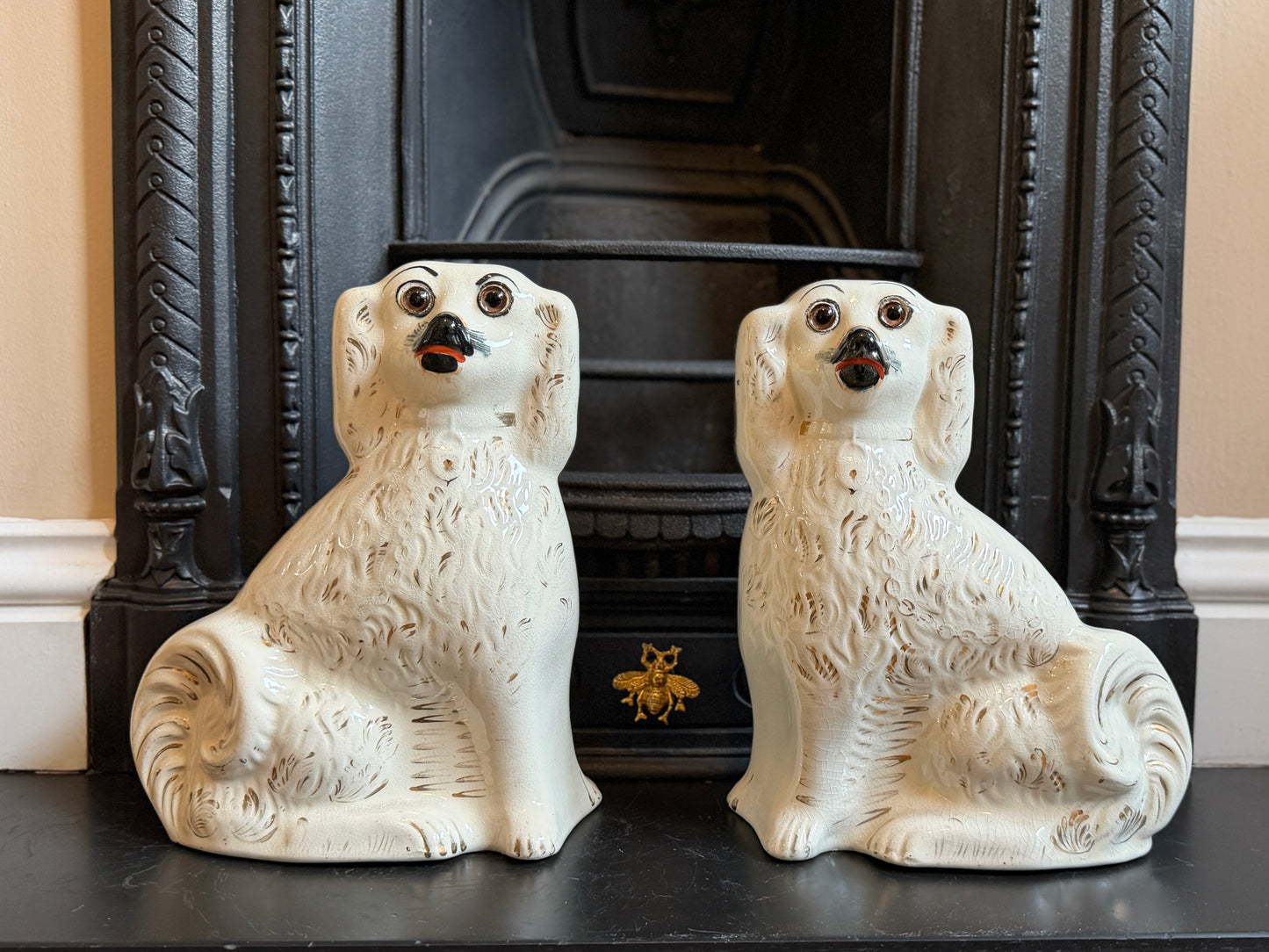 アンティーク、スタッフォードシャードッグ ガラスアイ・スパニエル（ペア）｜1890年頃