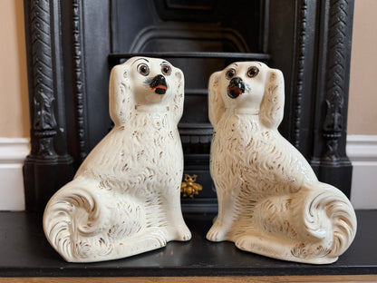 アンティーク、スタッフォードシャードッグ ガラスアイ・スパニエル（ペア）｜1890年頃