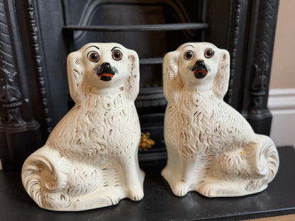 アンティーク、スタッフォードシャードッグ ガラスアイ・スパニエル（ペア）｜1890年頃