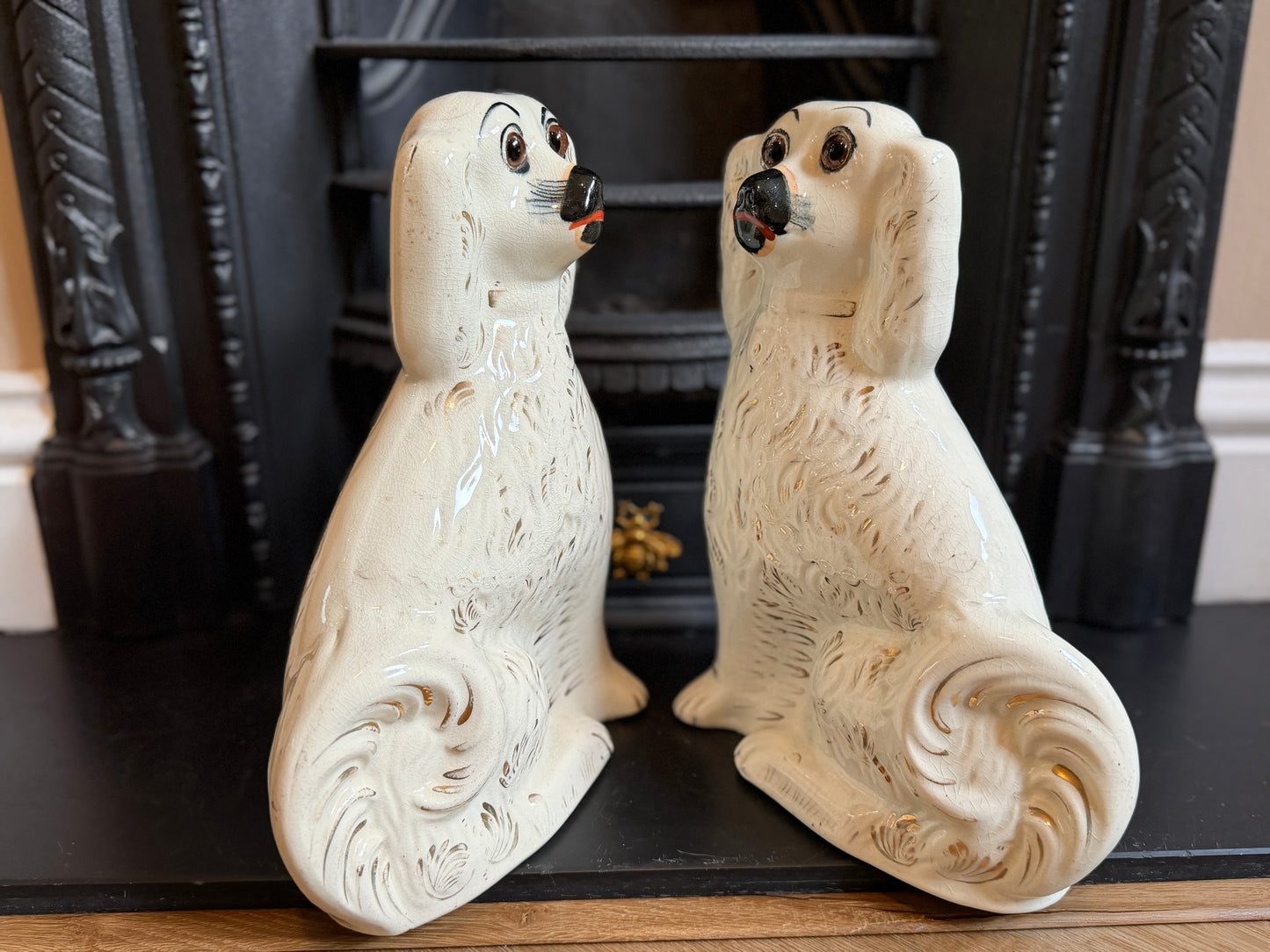 アンティーク、スタッフォードシャードッグ ガラスアイ・スパニエル（ペア）｜1890年頃