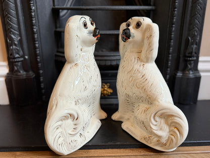 アンティーク、スタッフォードシャードッグ ガラスアイ・スパニエル（ペア）｜1890年頃