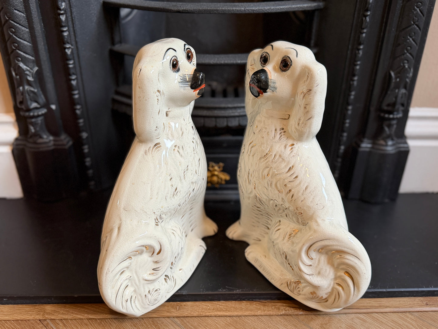 アンティーク、スタッフォードシャードッグ ガラスアイ・スパニエル（ペア）｜1890年頃