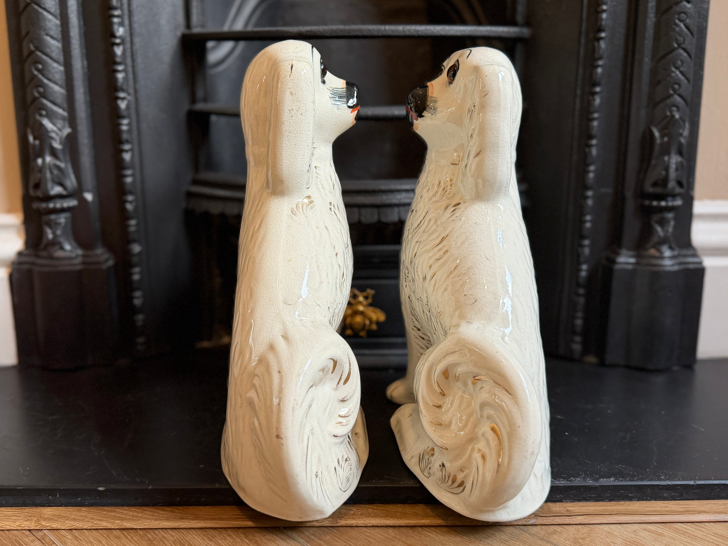 アンティーク、スタッフォードシャードッグ ガラスアイ・スパニエル（ペア）｜1890年頃