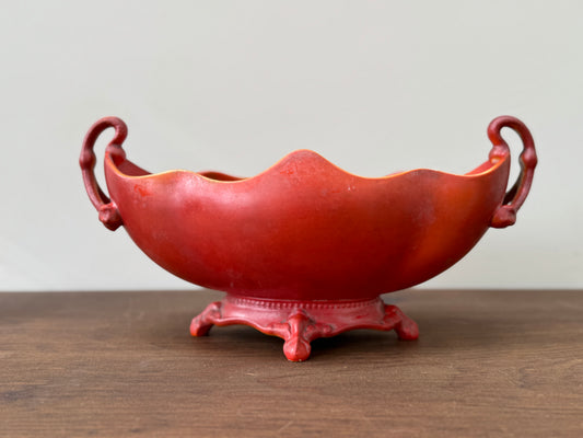 Antique Carlton Ware Footed Bowl with Handles | Deep Orange | c.1925