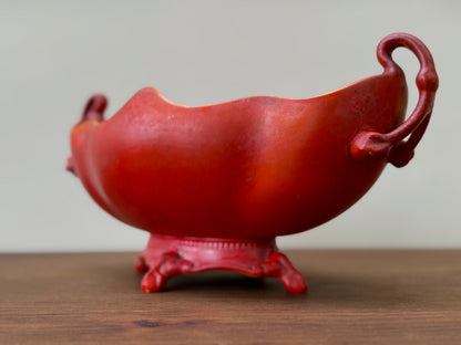 Antique Carlton Ware Footed Bowl with Handles | Deep Orange | c.1925