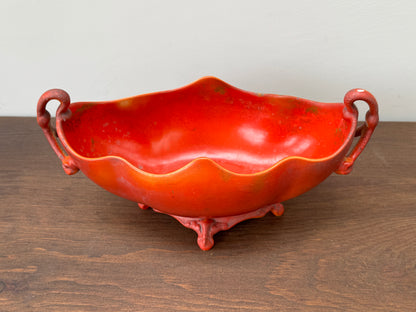 Antique Carlton Ware Footed Bowl with Handles | Deep Orange | c.1925