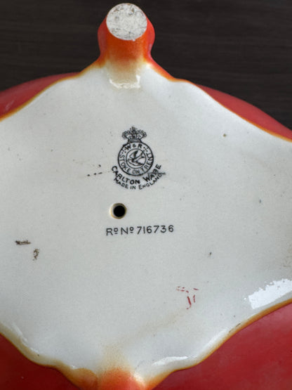 Antique Carlton Ware Footed Bowl with Handles | Deep Orange | c.1925