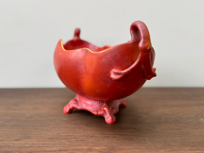 Antique Carlton Ware Footed Bowl with Handles | Deep Orange | c.1925