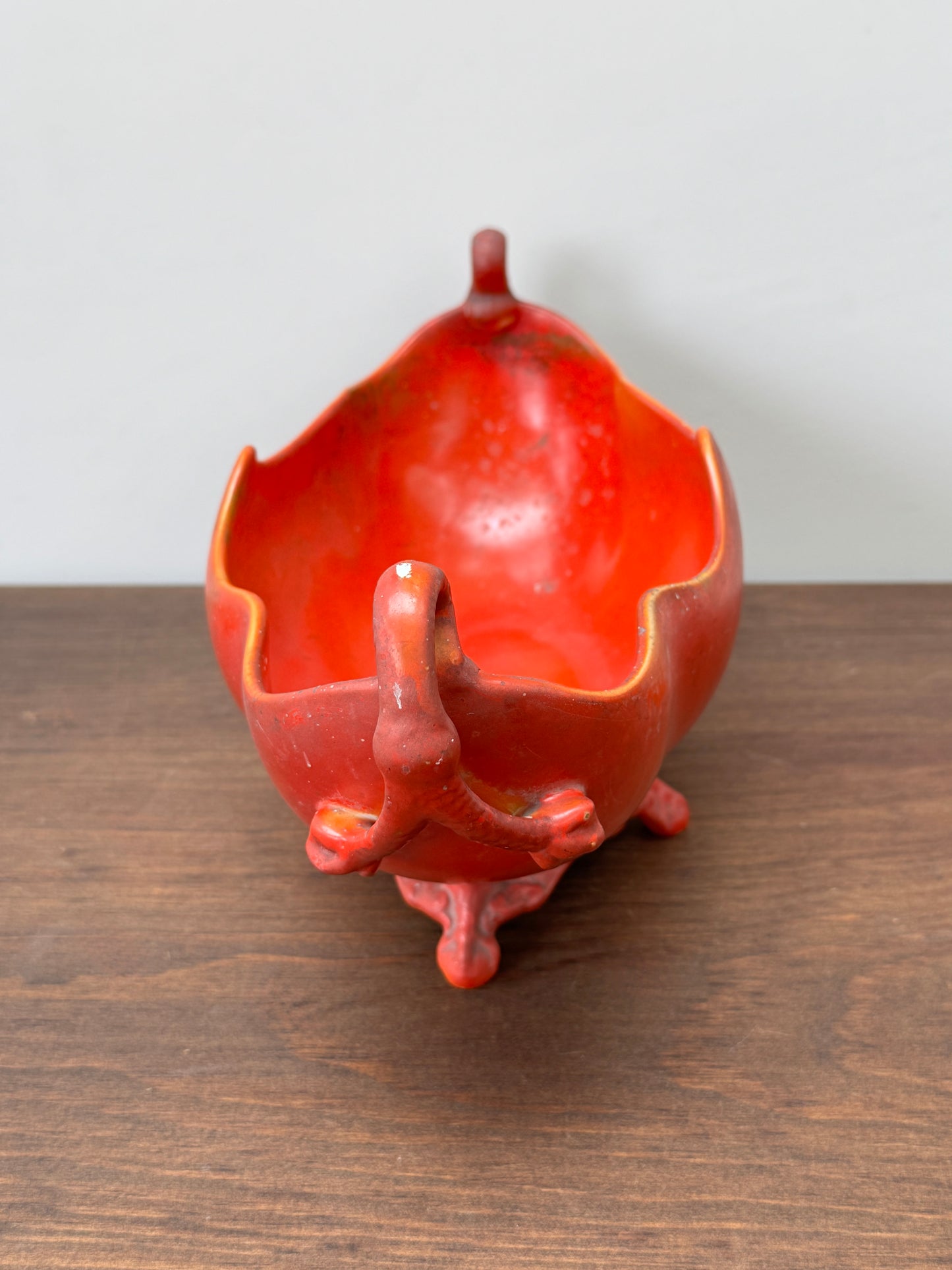 Antique Carlton Ware Footed Bowl with Handles | Deep Orange | c.1925
