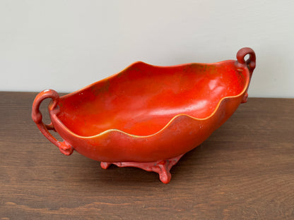Antique Carlton Ware Footed Bowl with Handles | Deep Orange | c.1925