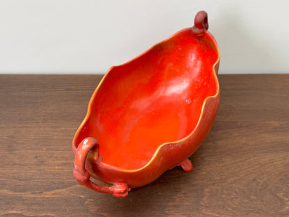 Antique Carlton Ware Footed Bowl with Handles | Deep Orange | c.1925
