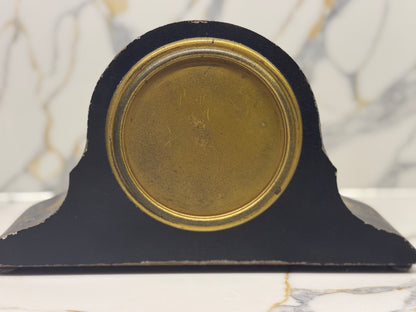 Antique Chinoiserie Mantel Clock by Smiths | Black & Gold Lacquer | 1930s