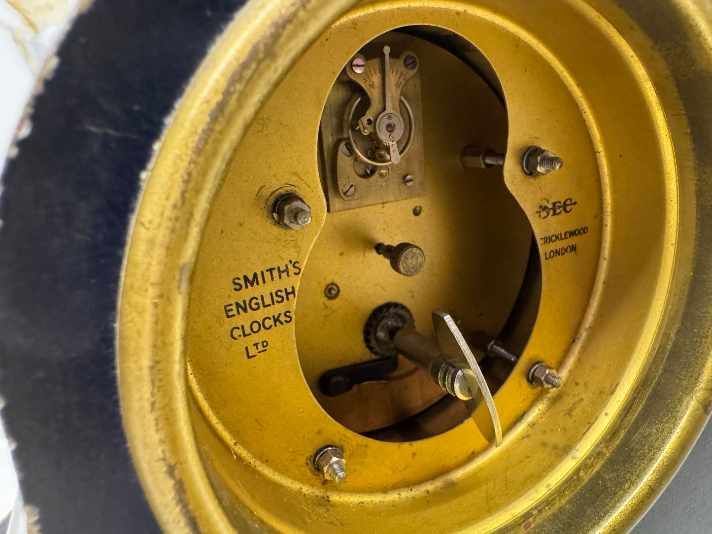 Antique Chinoiserie Mantel Clock by Smiths | Black & Gold Lacquer | 1930s