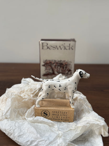 Beswick Dalmatian Figurine on Promotional Brick, Model D1763 | C.1960s - 1970s