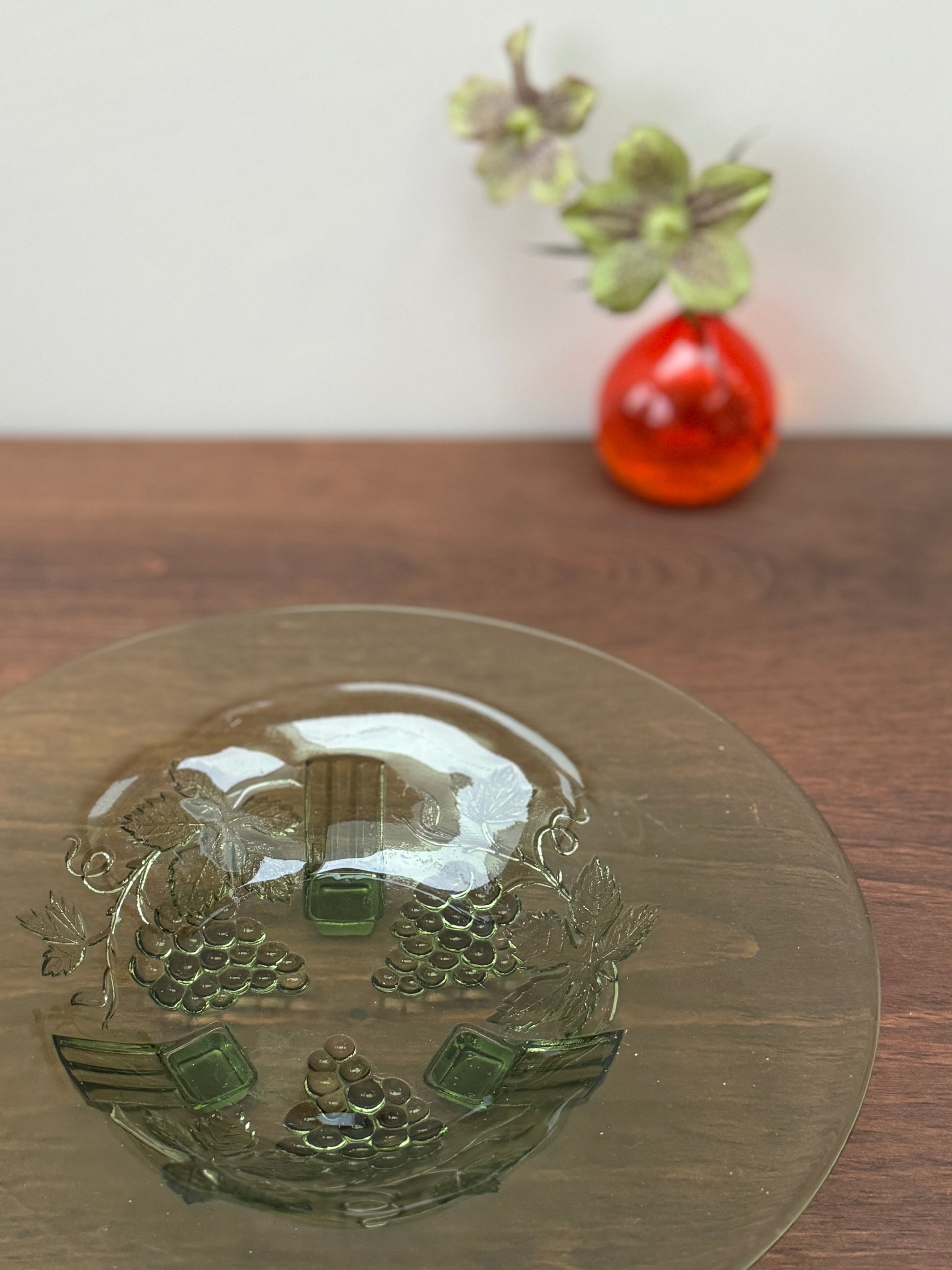 Vintage Art Deco Glass Grape Dish - Green-Bowl-My Happy London Home-My Happy London Home