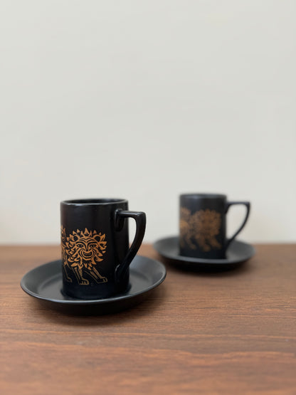 Portmeirion 'Gold Lion' Coffee Cup and Saucer Pair or Sugar Bowl by Susan Williams Ellis, c.1960s