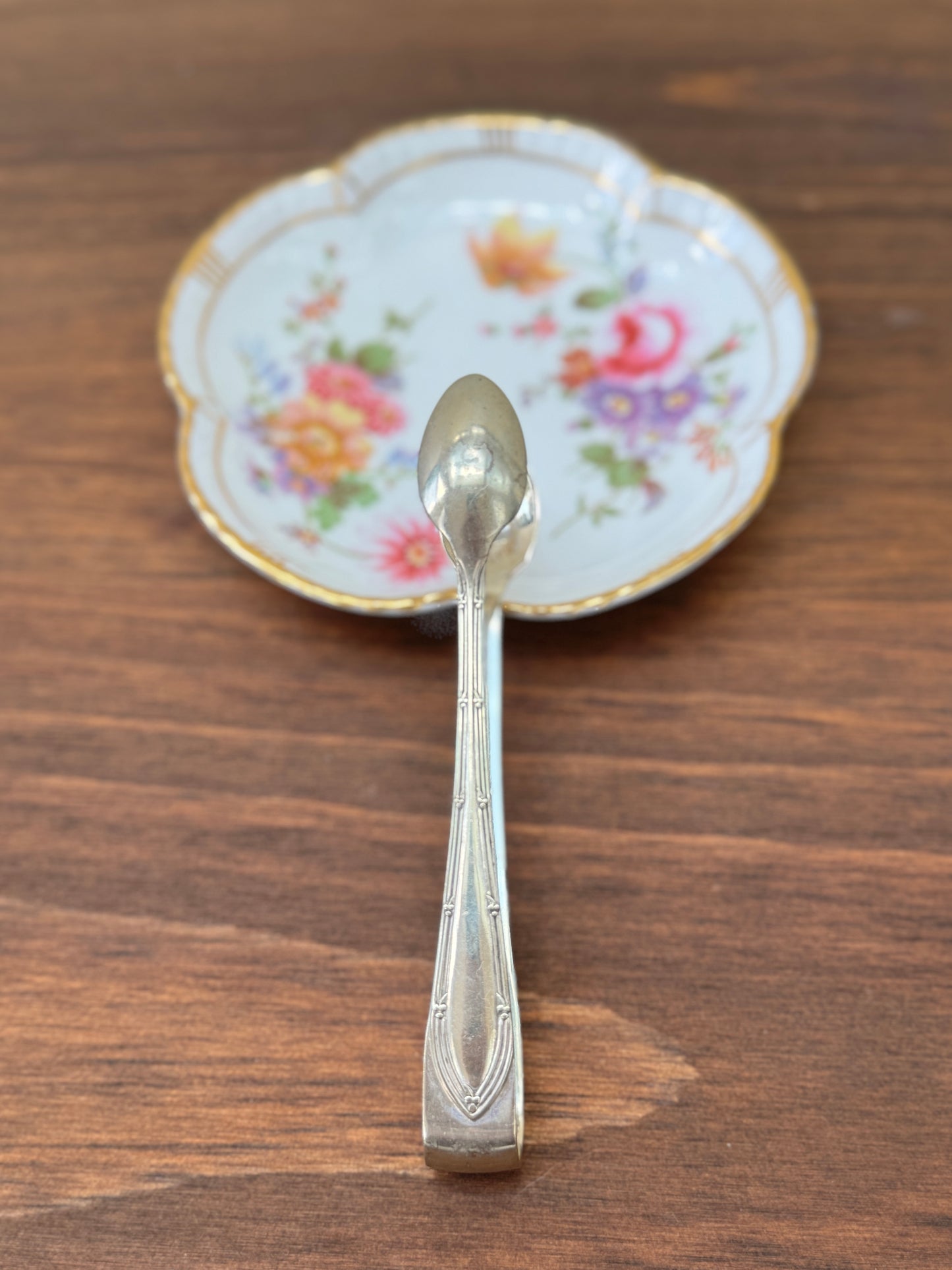 Rare Victorian Silver Plated Sugar Tong with Double Crown Hallmarks