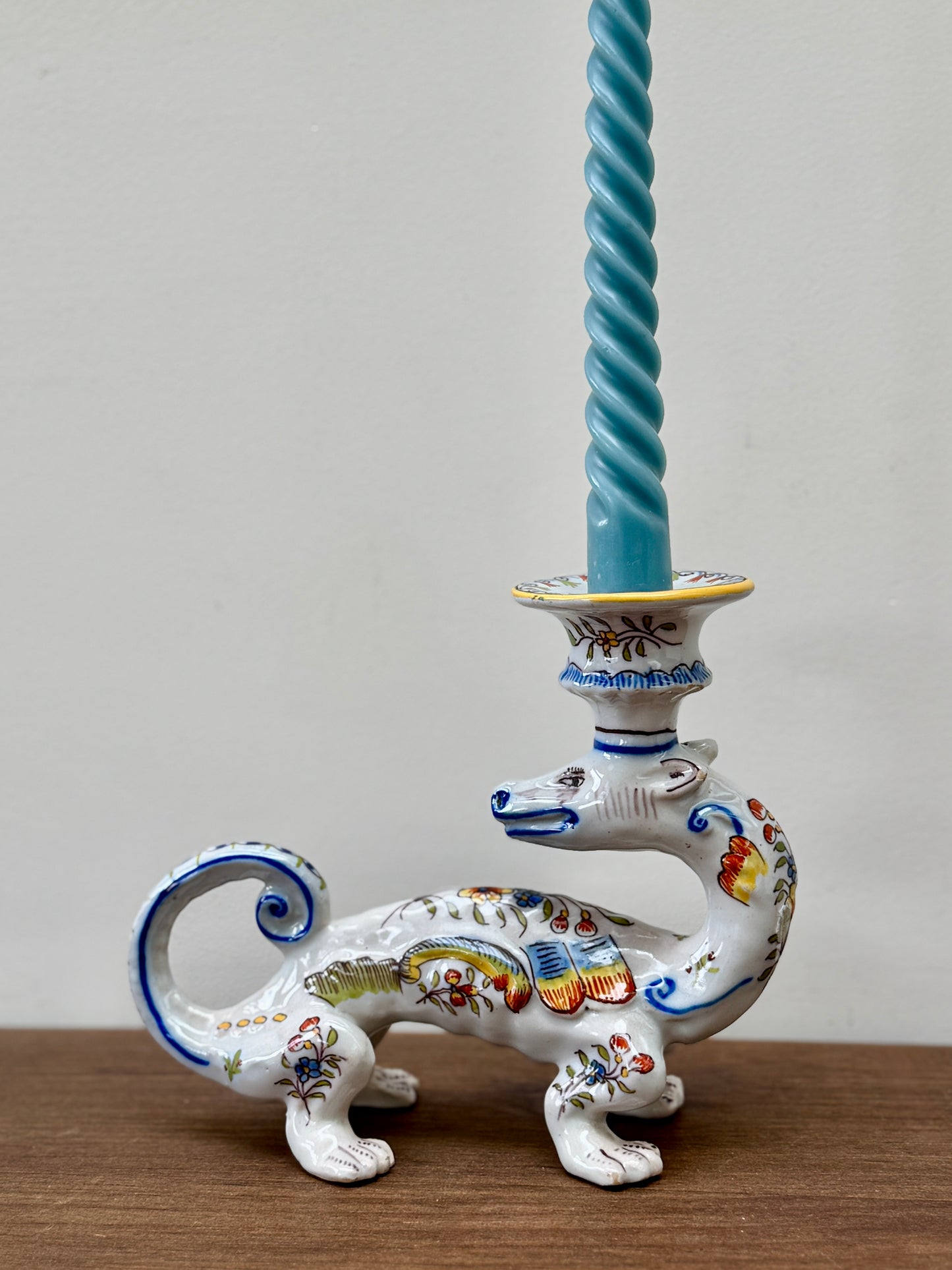 フレンチ　ファイアンス焼き　陶器　キャンドルホルダー　アンティーク　ヴィンテージ