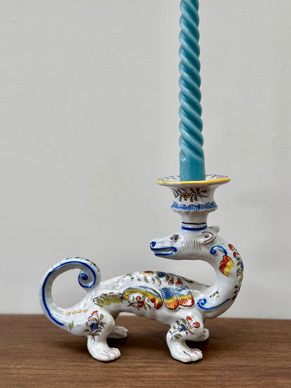 フレンチ　ファイアンス焼き　陶器　キャンドルホルダー　アンティーク　ヴィンテージ