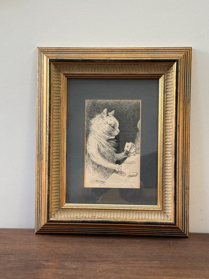 Framed print ‘Cat Playing Cards’ by Louis Wain | 1919