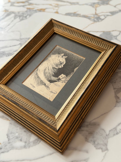 Framed print ‘Cat Playing Cards’ by Louis Wain | 1919