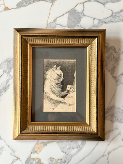 Framed print ‘Cat Playing Cards’ by Louis Wain | 1919