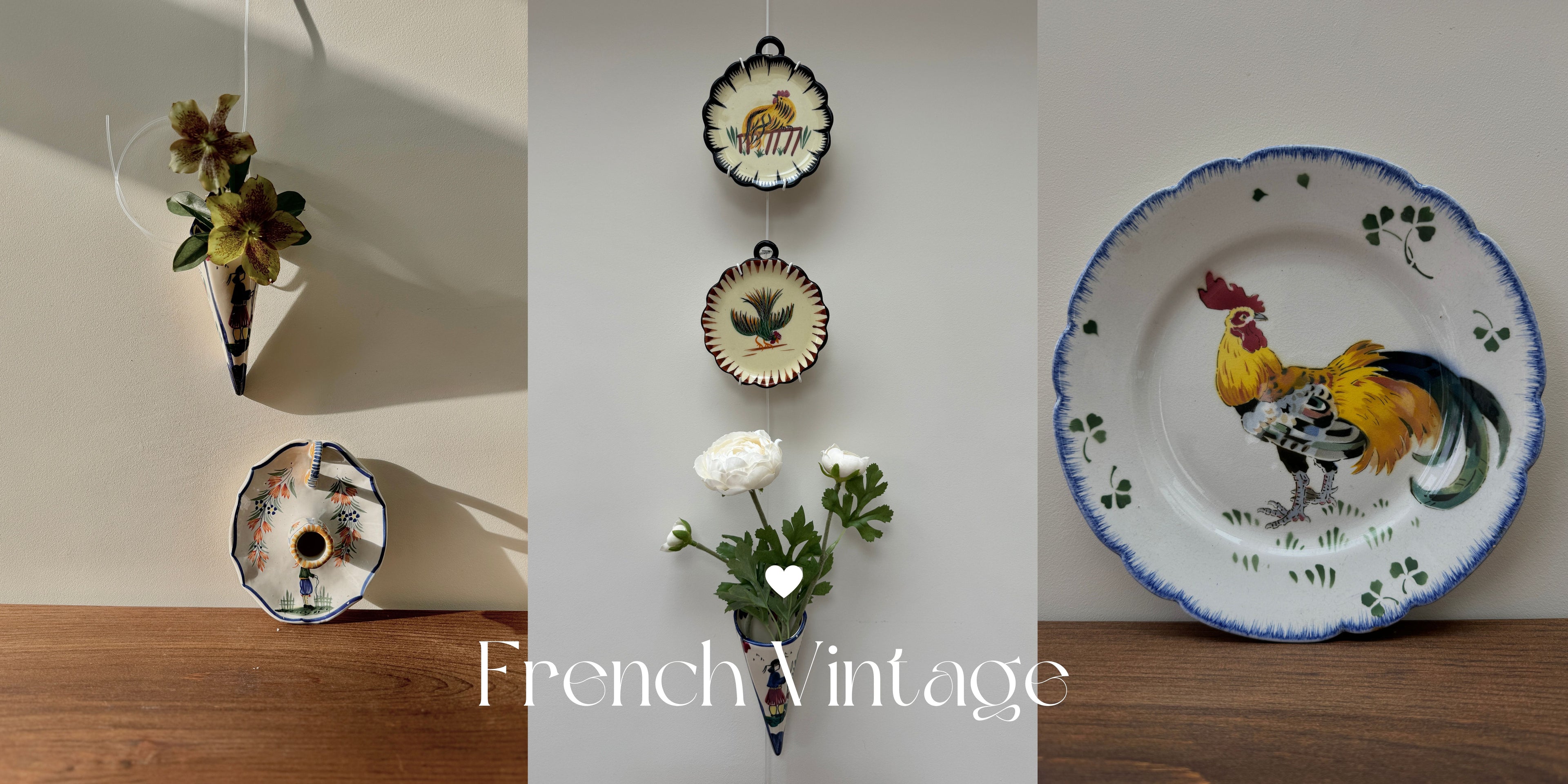 French vintage plate vase candle holder