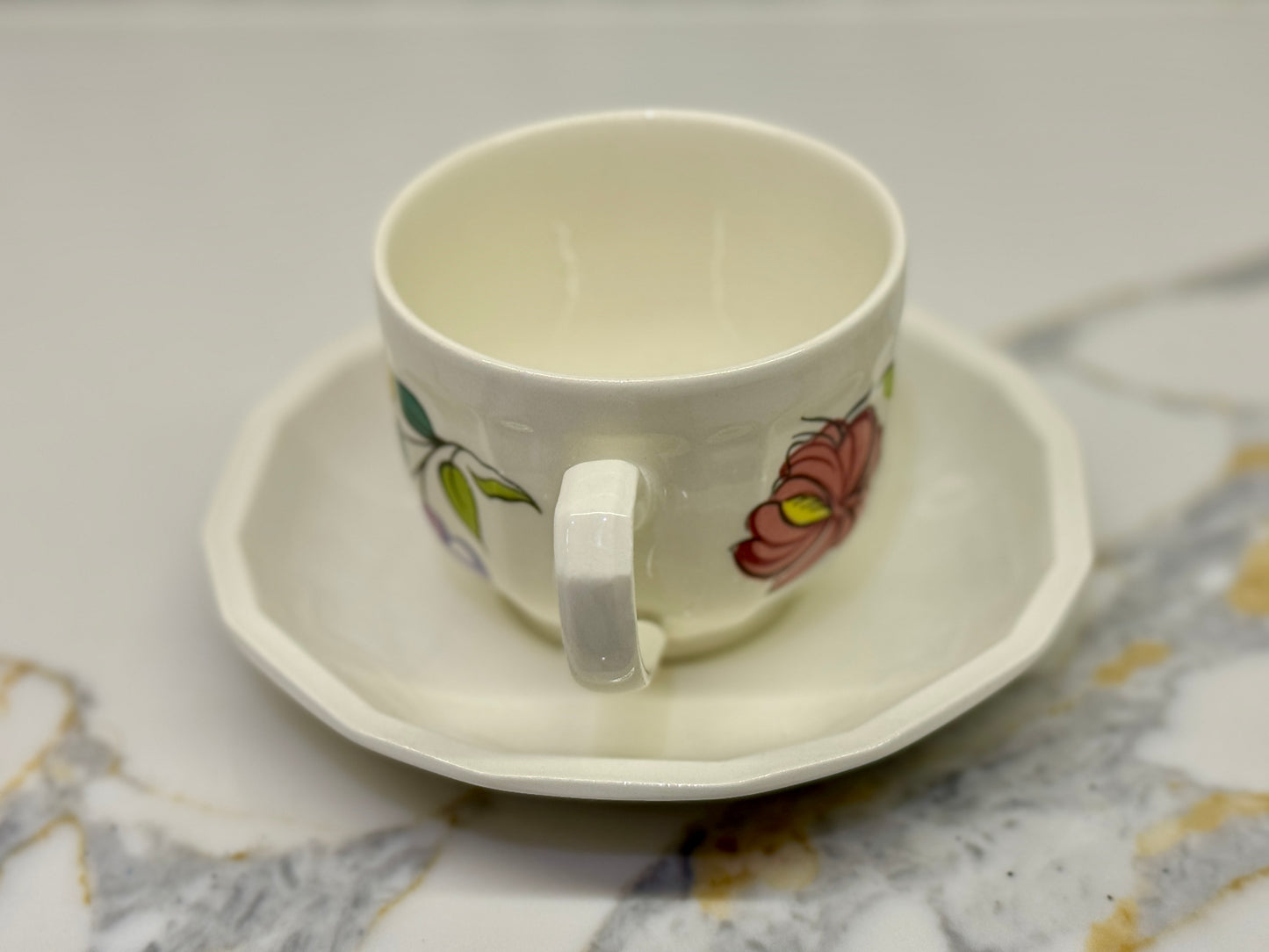 Poole Pottery Coffee Cup and Saucer - Tyneham Pattern, 1989 - 1991