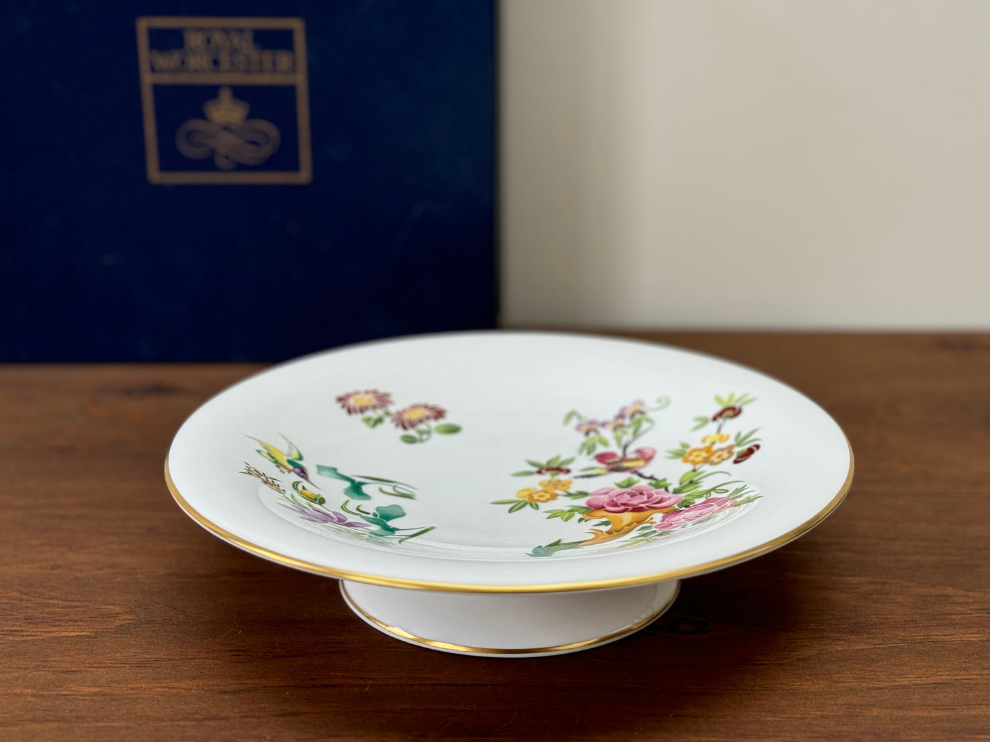 Royal Worcester ‘Mandarin Birds’ Footed Cake Stand C.1978-Cake Stand-Royal Worcester-My Happy London Home