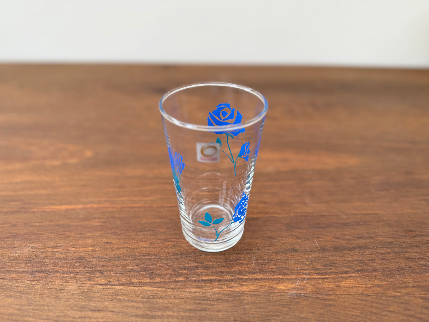 Vintage Japanese Blue Floral Small Tumblers – Set of 5 with Original Box by Otsuka Glass