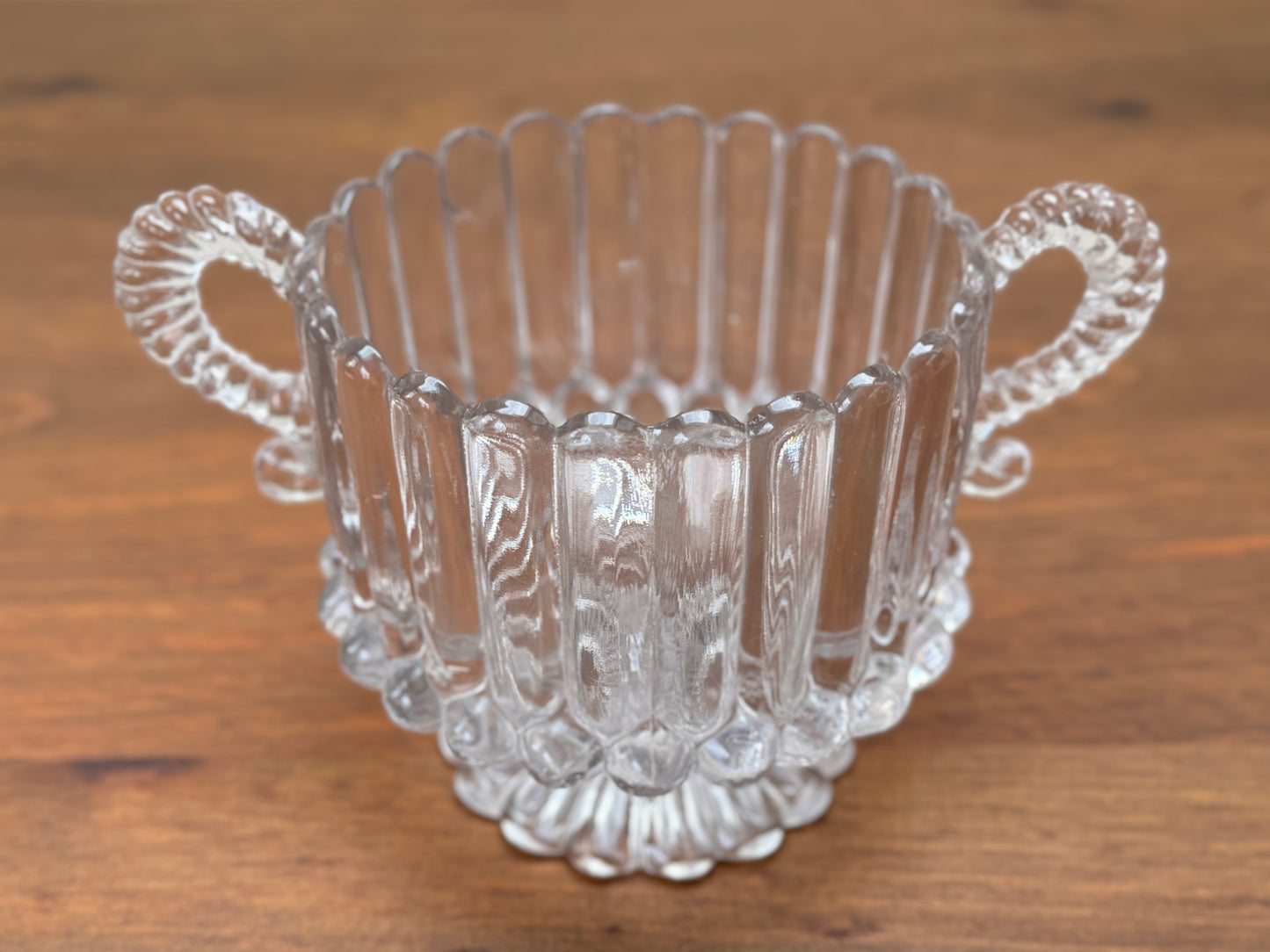 Victorian Pressed Glass Footed Bowl with Handles, Edward Moore & Co, c.1887