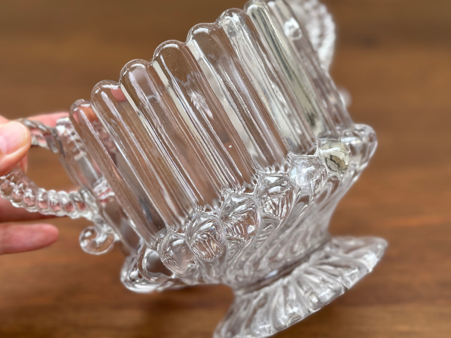 Victorian Pressed Glass Footed Bowl with Handles, Edward Moore & Co, c.1887