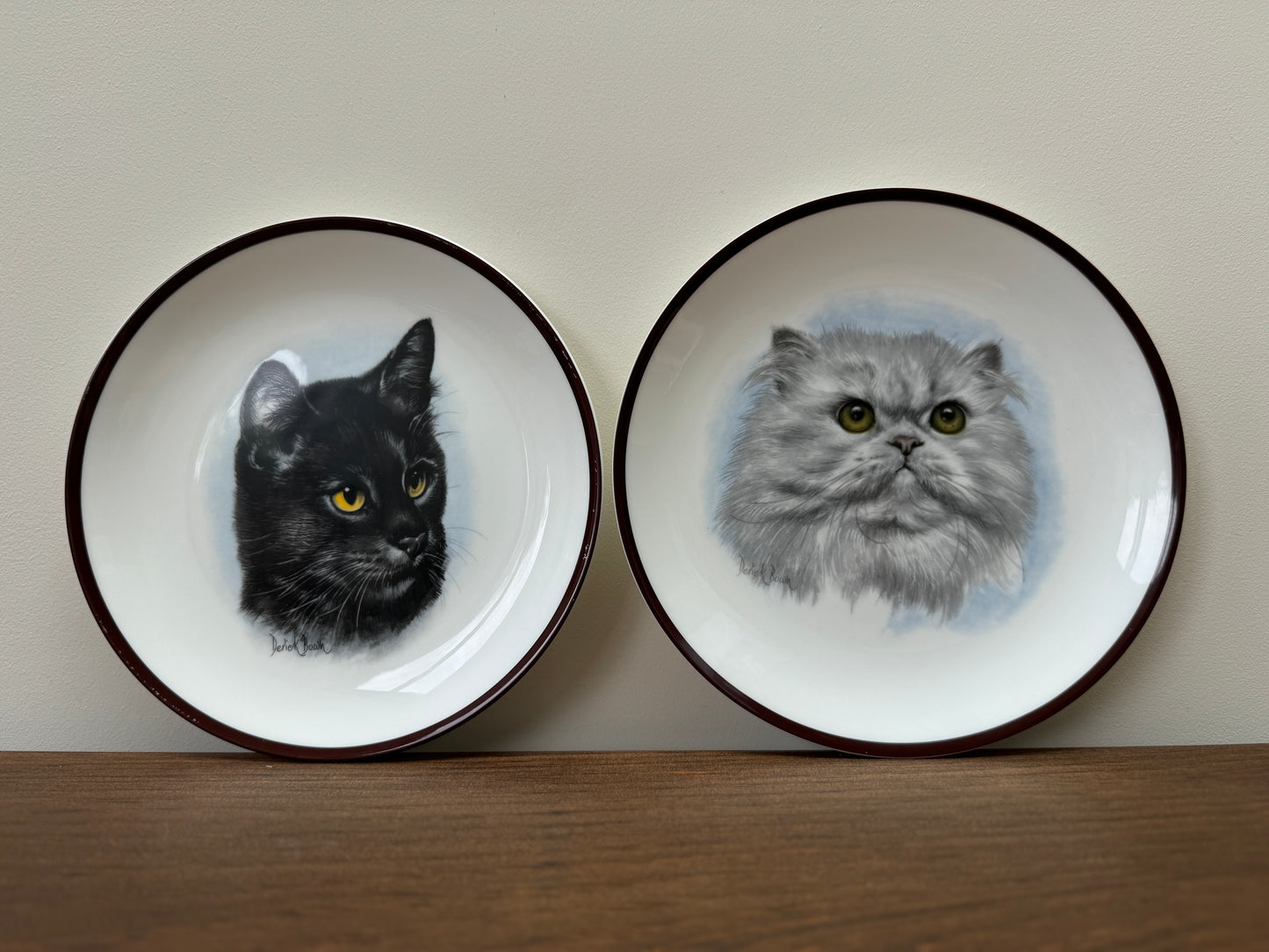 Coalport Fine Bone China Decorative Plates by Derick Brown - Black Cat or White Persian Cats-Decorative plate-Coalport-Black Cat-My Happy London Home