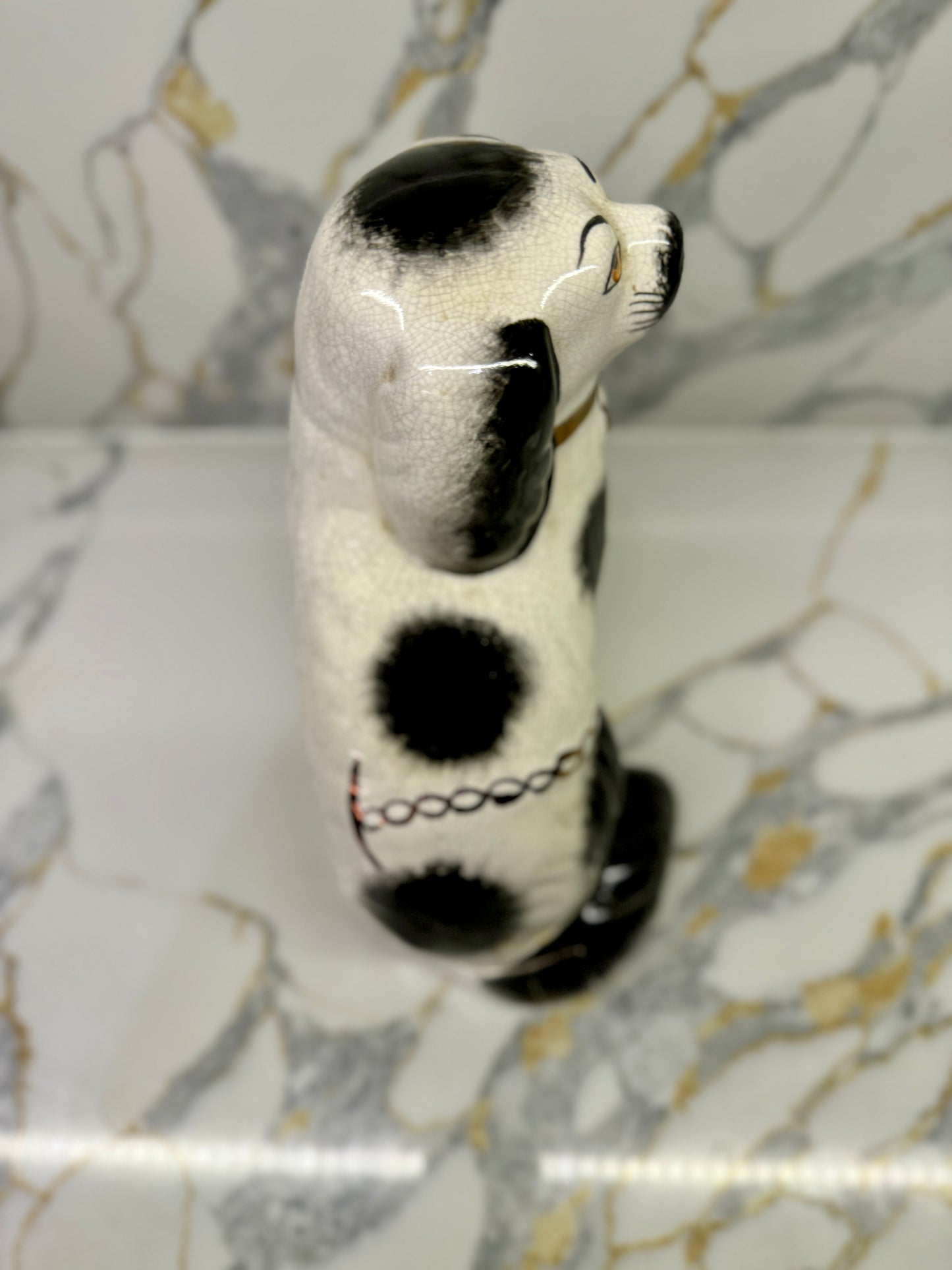 Pair of Staffordshire Dogs by William Kent with Black Spots, C.1940s (Distressed)