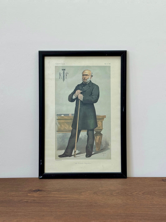 Victorian Framed Antique Print of Jules Grévy, French President (1879-1887) – Vanity Fair Caricature by Théobald Chartran-Framed Art-Théobald Chartran-My Happy London Home