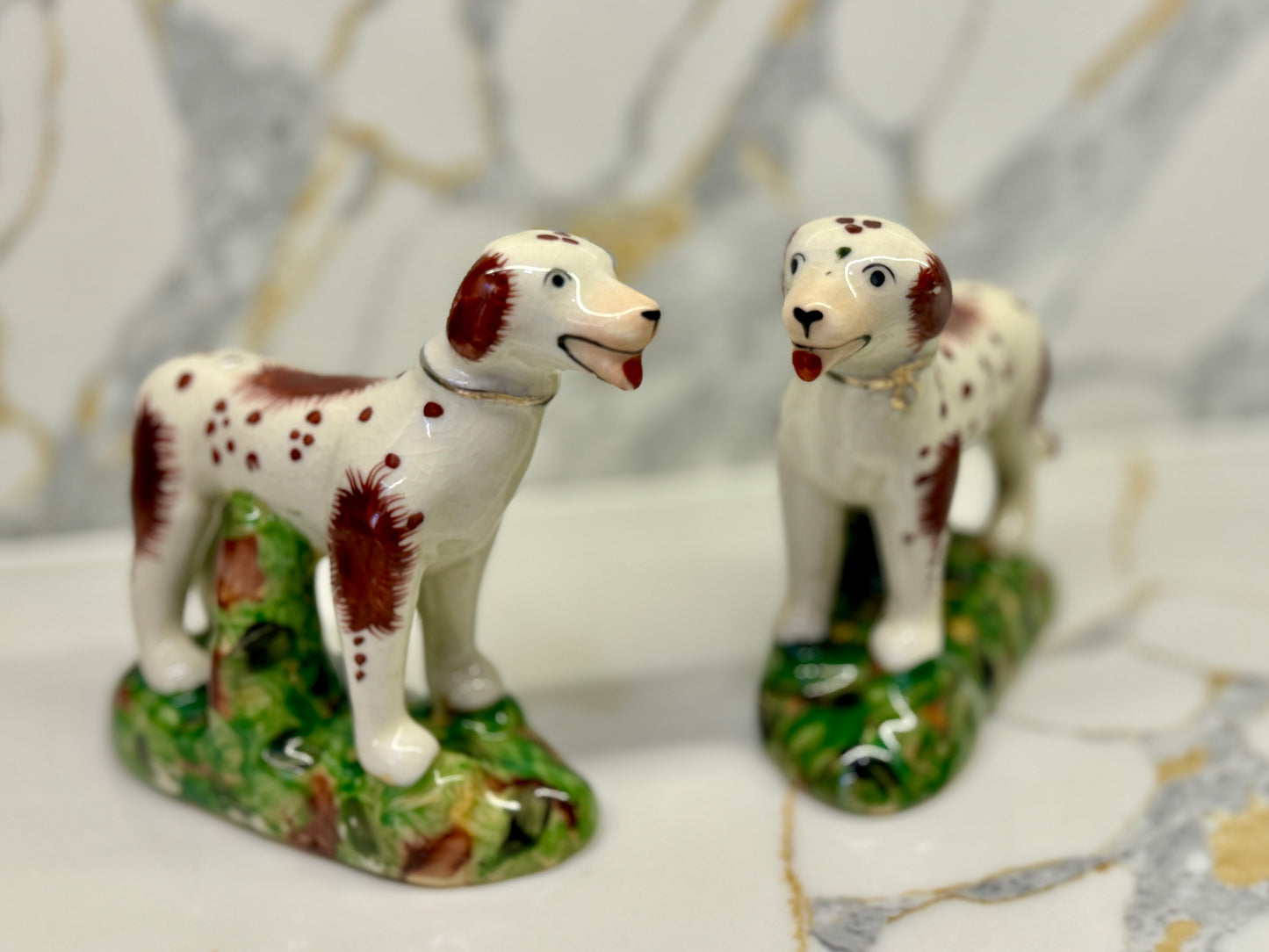 Pair of Vintage Staffordshire Dogs with tongs out-Ornament-My Happy London Home-My Happy London Home