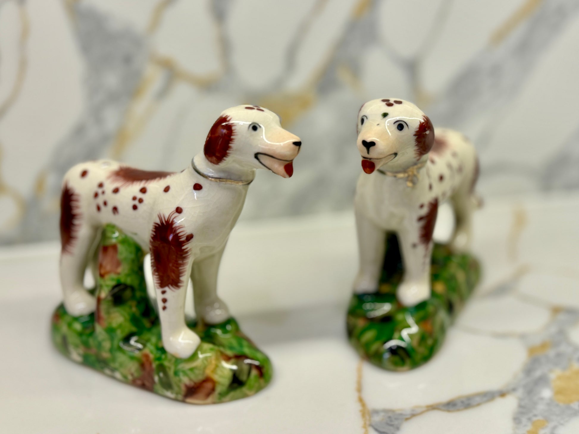 Pair of Vintage Staffordshire Dogs with tongs out-Ornament-My Happy London Home-My Happy London Home