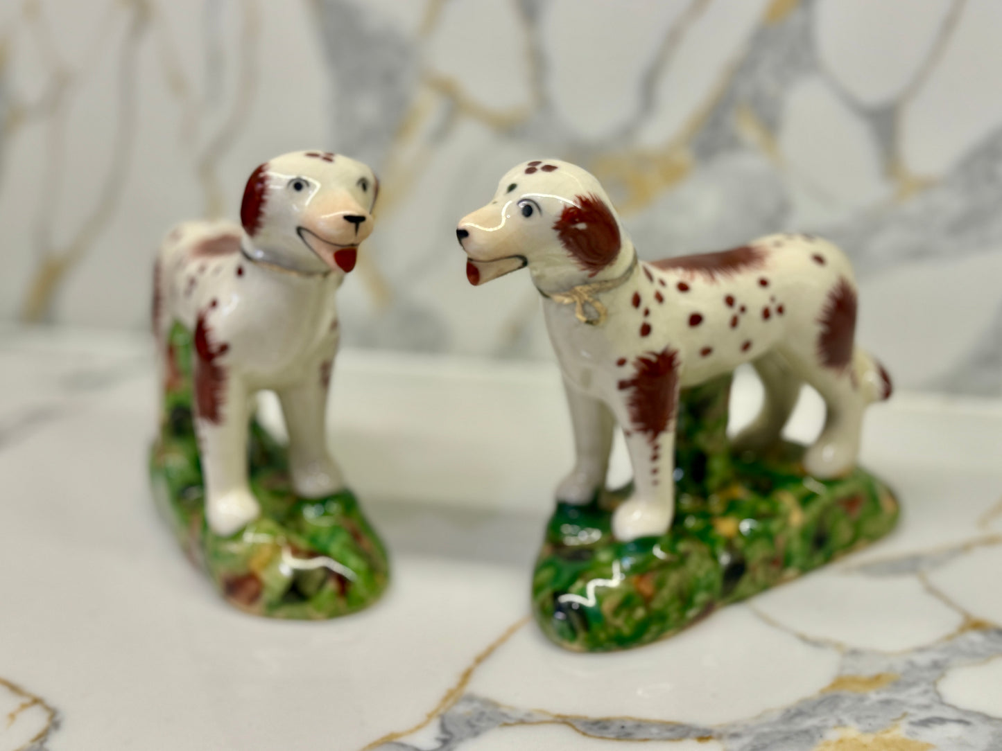 Pair of Vintage Staffordshire Dogs with tongs out