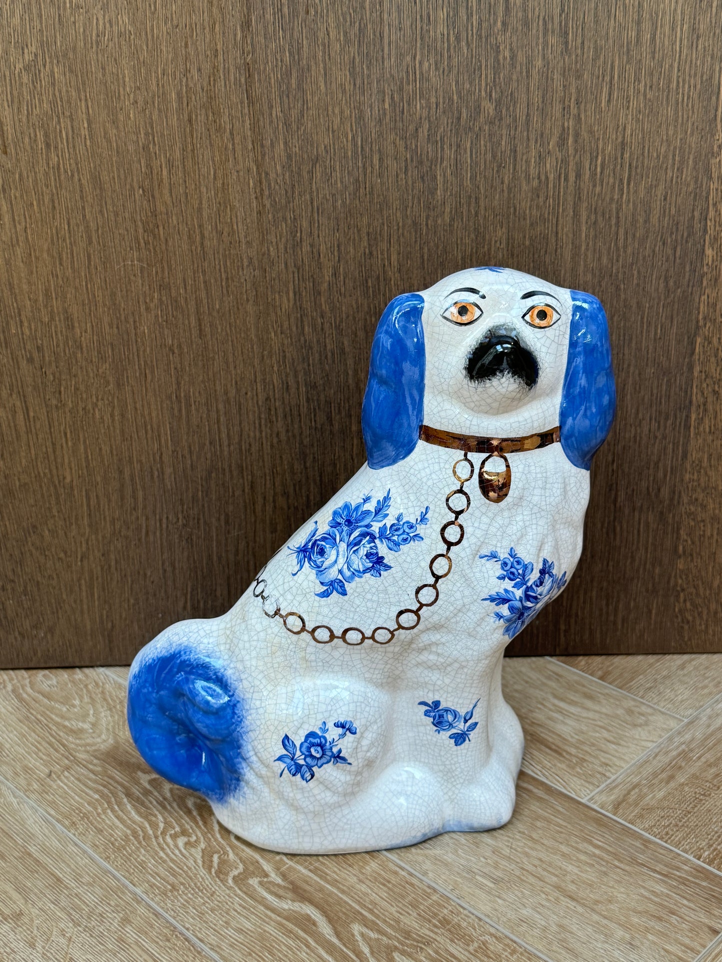 Staffordshire Dog by William Kent with Blue Floral pattern , C.1940s