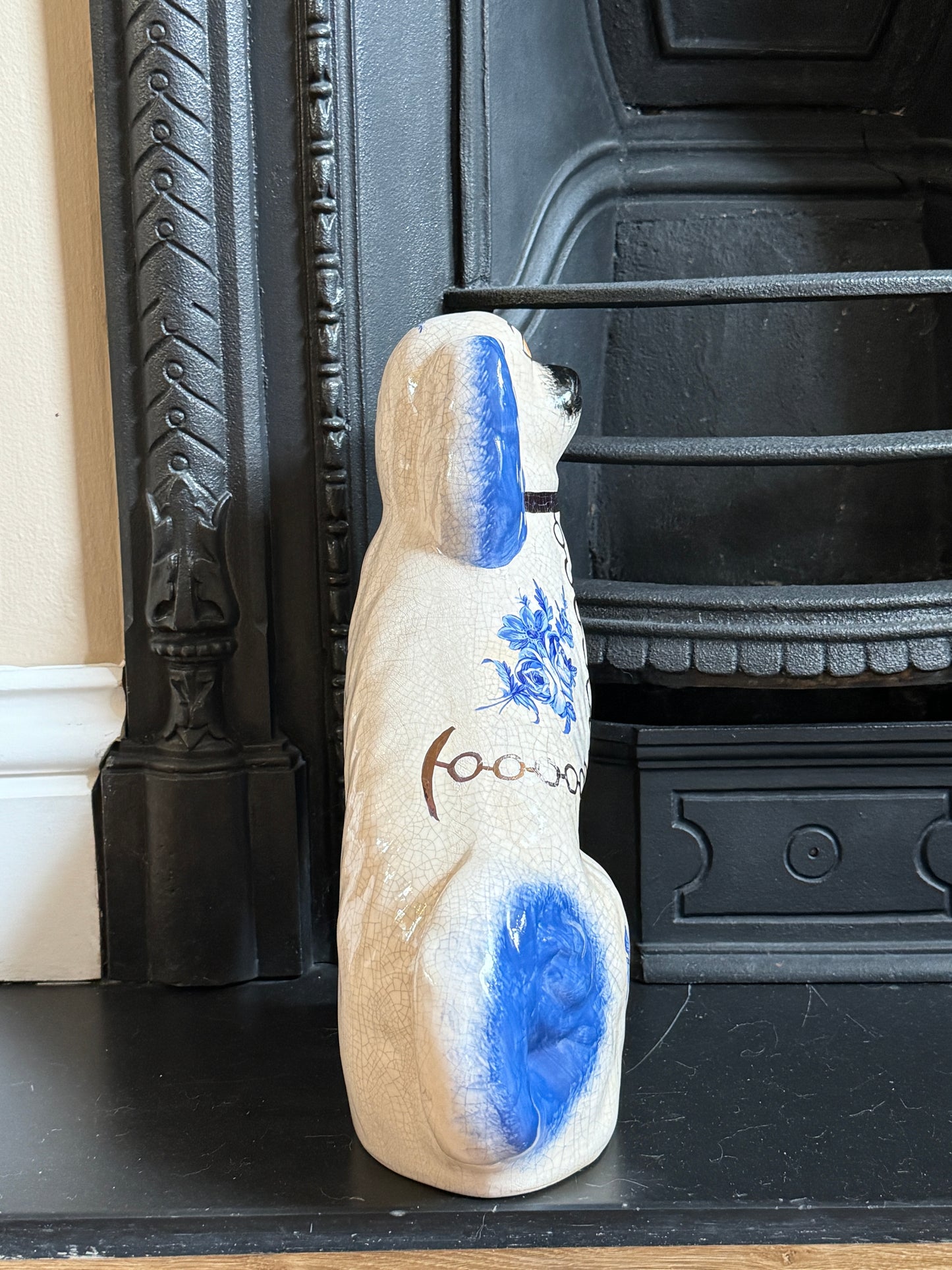 Staffordshire Dog by William Kent with Blue Floral pattern , C.1940s