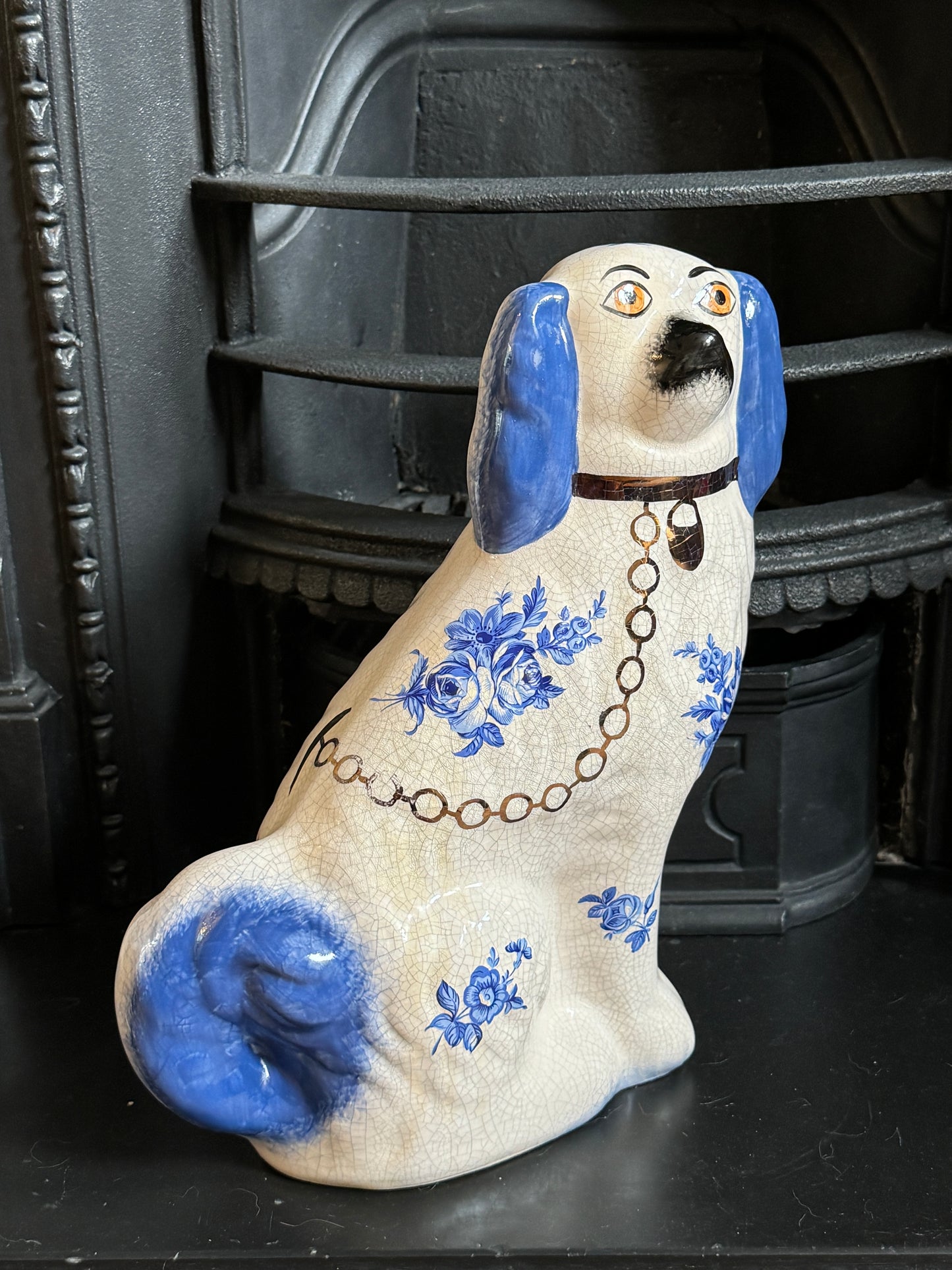 Staffordshire Dog by William Kent with Blue Floral pattern , C.1940s