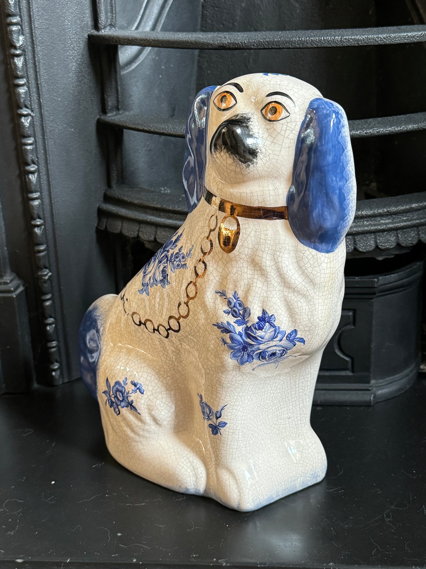 Staffordshire Dog by William Kent with Blue Floral pattern , C.1940s