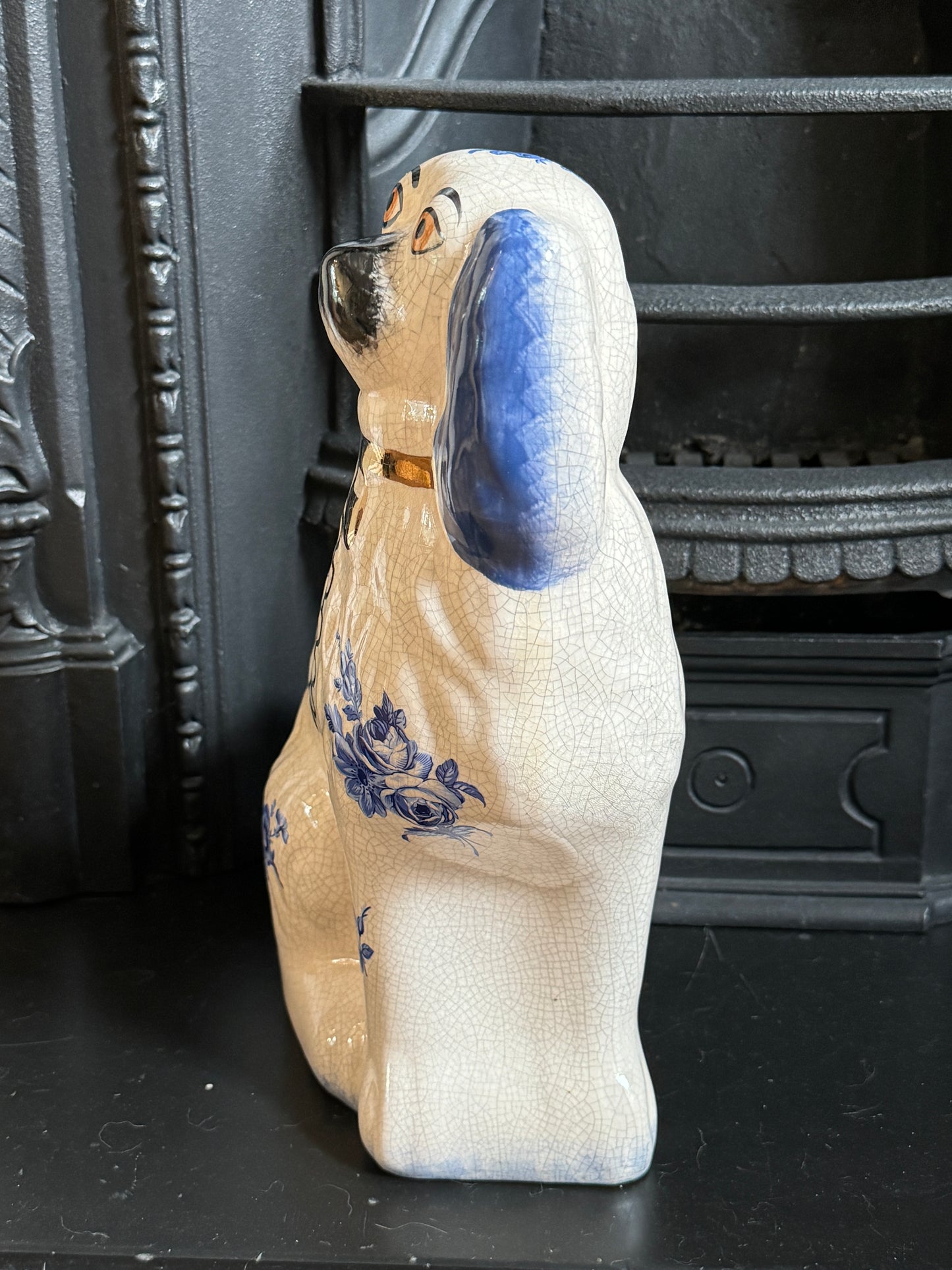 Staffordshire Dog by William Kent with Blue Floral pattern , C.1940s