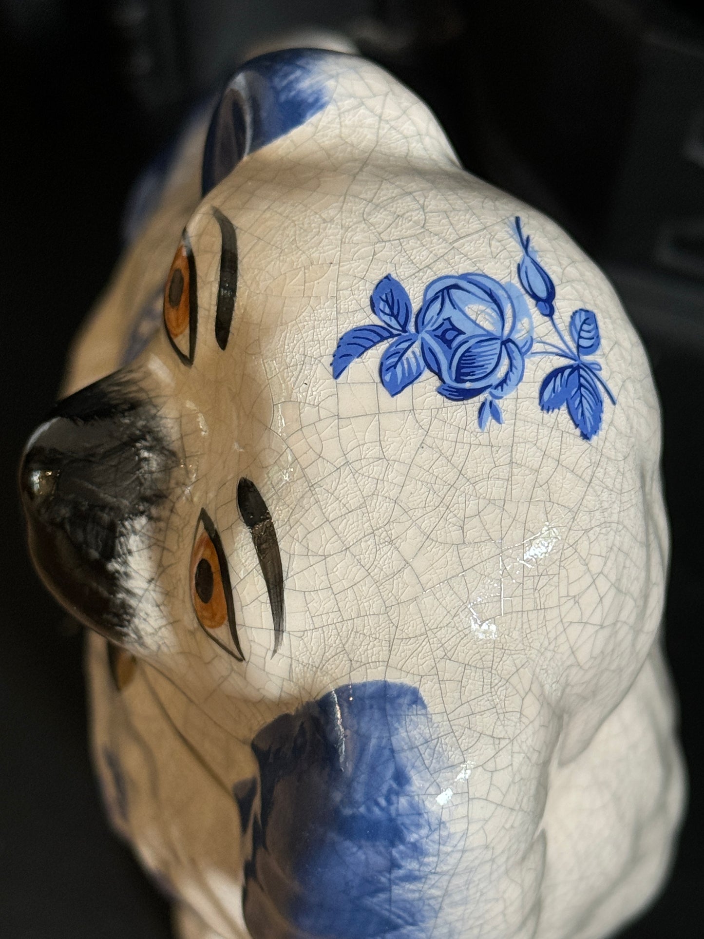 Staffordshire Dog by William Kent with Blue Floral pattern , C.1940s