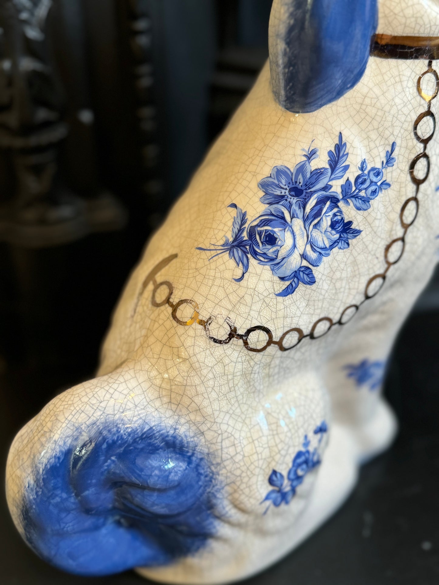 Staffordshire Dog by William Kent with Blue Floral pattern , C.1940s