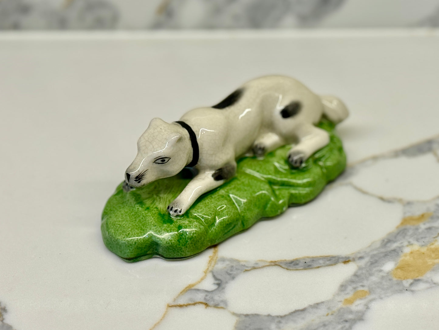 Victorian-Style Staffordshire Dog Figurine on Grass Base (Single)-Ornament-My Happy London Home-My Happy London Home